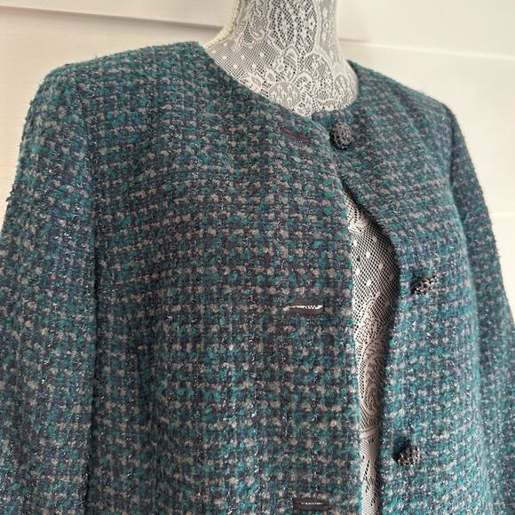 Albert Nipon Metallic Tweed Lightweight Coat - Picture 7 of 11
